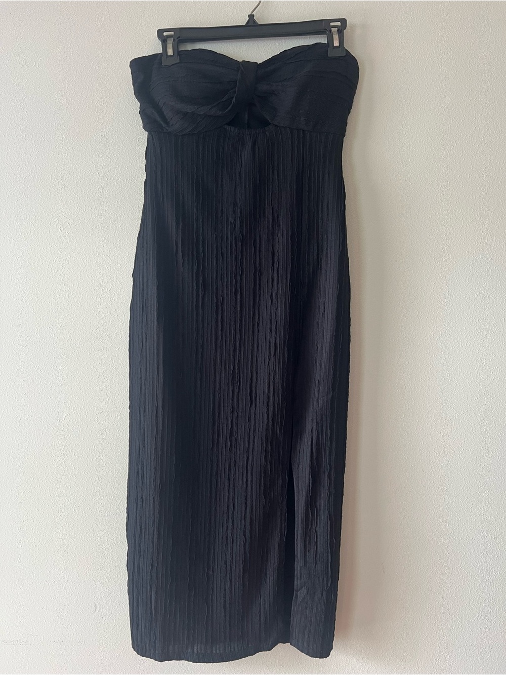 Trixxi Strapless Black Pleated Maxi Dress